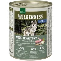 REAL NATURE WILDERNESS Nassfutter Hund, Adult, Wide Territory, Feldhase mit Wildente und Forelle 6x800 g