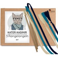 Kater Kasimir RANGELANGEL - Spielangel für Katzen aus Naturmaterial: Buchenholz mit Baumwollband (3er-Set)