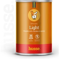 husse Saftige Fleischstücke Light, Huhn, 24 Dosen je 400 g | Ausgewogene Mahlzeit mit moderatem Kaloriengehalt